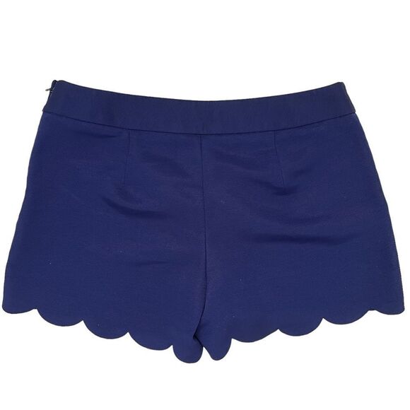 Express Scalloped Hem Shorts Navy Blue Flat Front w/ Pockets 3” Inseam Preppy 2 - Picture 4 of 6